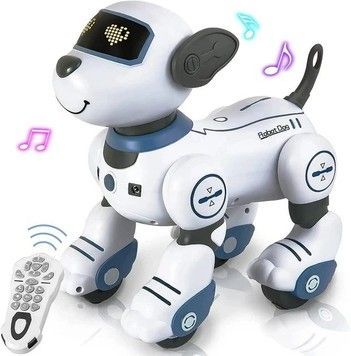 Іграшка інтерактивна Smart Robot Dog рухомий трюкач на дистанційному керуванні білий з синім (BG1533BL)