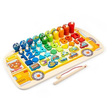 Дерев'яна іграшка Limo Toy багатофункціональна дощечка розвиваюча з буквами і цифрами (MD1949)
