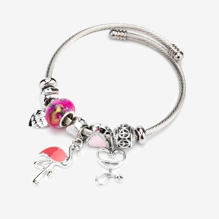 Набор для создания браслетов PANDORA Fashion Jevelry Фламинго с сердечками (B4323F)