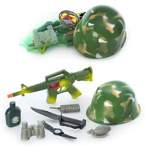 Автомат-трещотка игрушечный с набором вспомогательного снаряжения (8028AT)