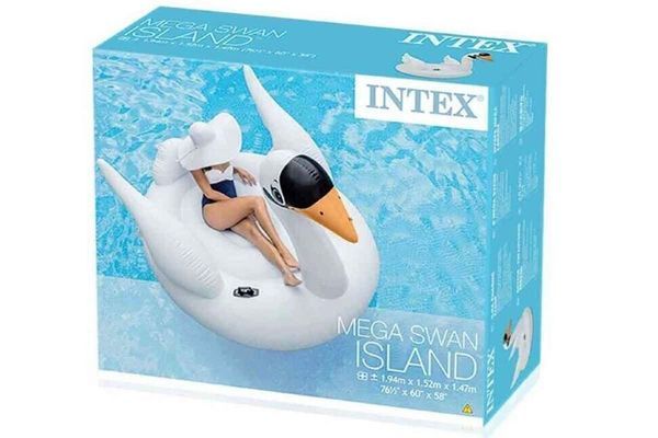 Плотик надувной детский Intex Мега-остров Белый Лебедь 194x152x147см (56287)