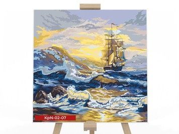Картина для рисования по номерам Danko Toys Корабыль на волнах 40х40см (KpNe-02-07)