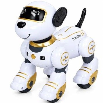 Іграшка інтерактивна Smart Robot Dog рухомий трюкач на дистанційному керуванні білий із золотистим (BG1533GD)