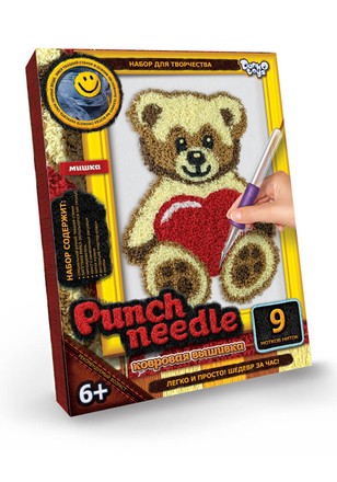Ковровая вышивка Danko Toys Punch Needle Мишка с сердцем (рос.) (PN-01-05)