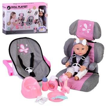 Пупс Doll Playset в автокріслі із аксесуарами 16 елементів (81881)