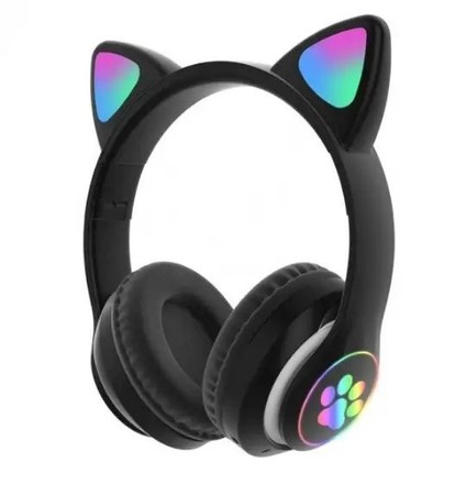 Беспроводные наушники Cat Ear с кошачьими ушками черные (STN-28BK)
