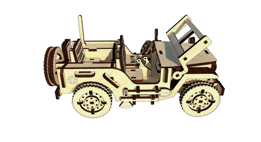 3D Пазли PAZLY дерев'яний конструктор Willys Legend 125 дет (OPZ-002)