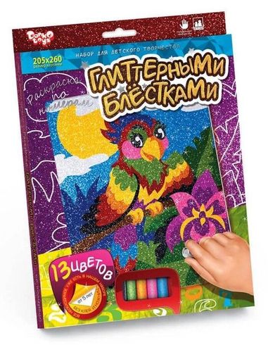Набор для творчества Danko Toys раскраска глитерными блестками Попугай (РГН-02-04)