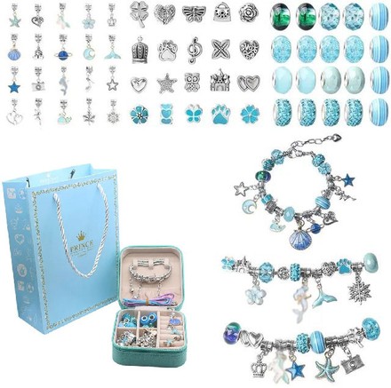 Набір для створення браслетів Pandora в подарунковій скринці блакитний (B4342BL)