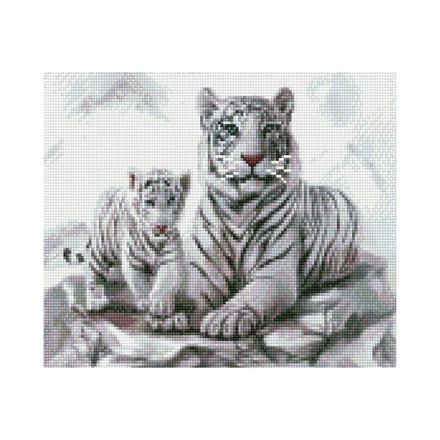 Картина за номерами з алмазною мозаїкою Стратег Білі тигри 30х40см (HX-011)