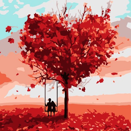 Картина-розмальовка за номерами Strateg Дерево кохання 20х20 (HH5789)