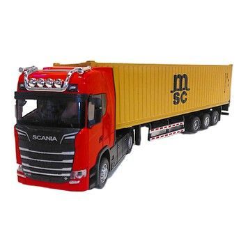 Іграшкова моделька Автопром вантажівка Scania масштаб 1:50 з контейнером металева світло-звукові ефекти червона (AP7540ABRD)