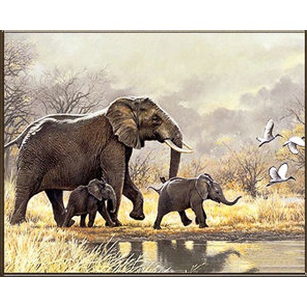Алмазная мозаика Strateg по номерам Семейство слонов 30х40 (HEG86897)