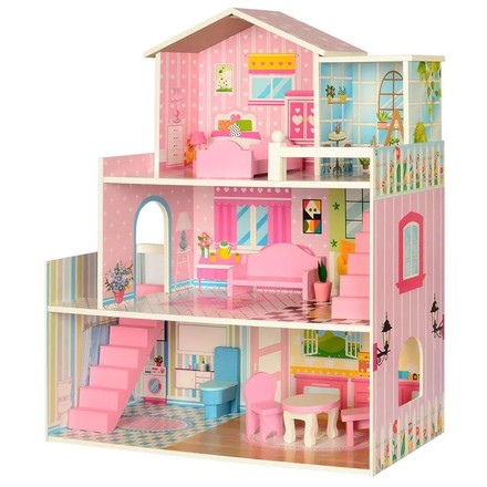 Іграшковий будиночок дерев'яний 3 поверхи з меблями (MD2251)