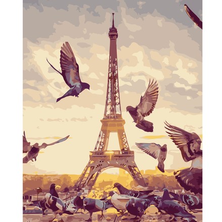 Картина для рисования по номерам Стратег Птицы у Эйфелевой башни 40х50см (VA-2691)