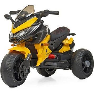 Електромотоцикл Bambi трицикл із світло-звуковими ефектами жовтий (M4274EL-6)