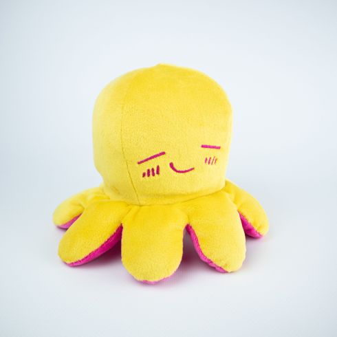 Мягкая игрушка Kidsqo Осьминог перевёртыш 11см малиново-жёлтый (KD654)