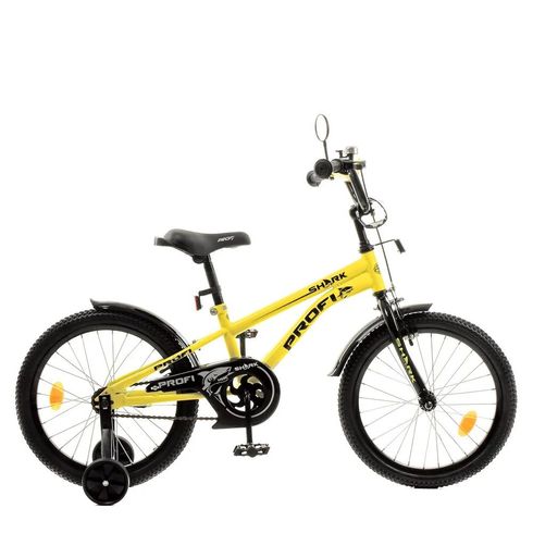 Велосипед двоколісний PROFI Shark SKD75 18" жовтий з додатковими колесами (Y18214-1)