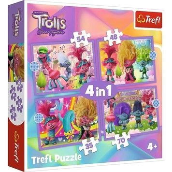 Пазли Trefl 4в1 Пригоди кольорових Тролей 207 ел (34622)