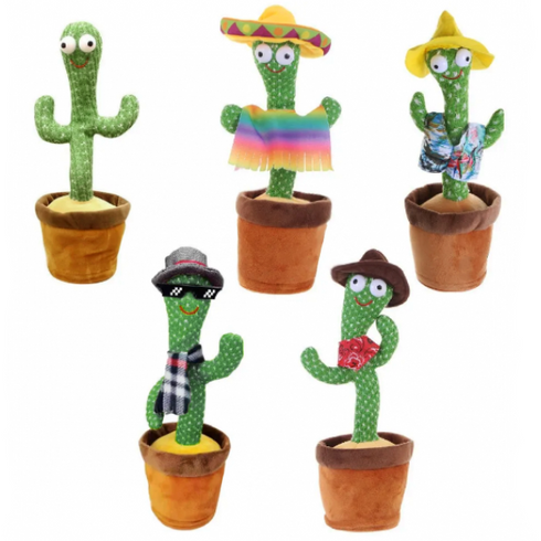 Інтерактивна іграшка Dancing Cactus TikTok Танцюючий та співаючий кактус повторюшка (AA-187)