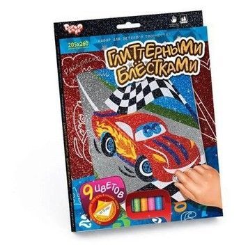 Набір для творчості Danko Toys розфарбовка глітерними блискітками Тачки (РГН-02-02)