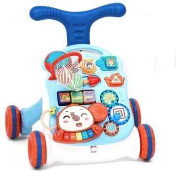Каталка ходунки Limo Toy Крок до перемог 2 в 1 столик з ігровою панеллю звукові ефекти англійською блакитний (HB0049)