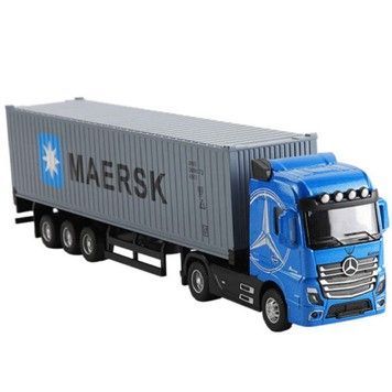 Іграшкова моделька Автопром вантажівка Mercedes масштаб 1:50 з контейнером металева світло-звукові ефекти синя (AP7540ABMBL)