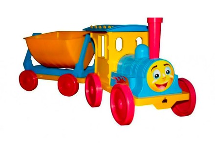 Іграшковий потяг DOLONI для пісочниці 1 причеп жовто-блакитний (013115/1)