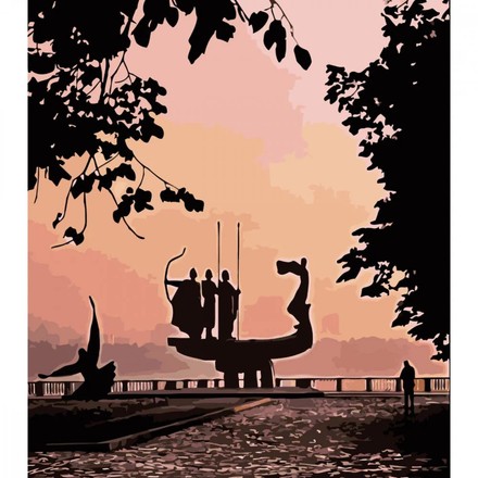 Картина для малювання за номерами Стратег Пам'ятник засновникам на світанку 40х50 (SY6553)