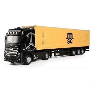 Іграшкова моделька Автопром вантажівка Mercedes масштаб 1:50 з контейнером металева світло-звукові ефекти чорна (AP7540ABMBK)