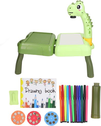 Проектор для малювання із слайдами та маркерами у валізі дракон зелений (TH6692-6698GR)
