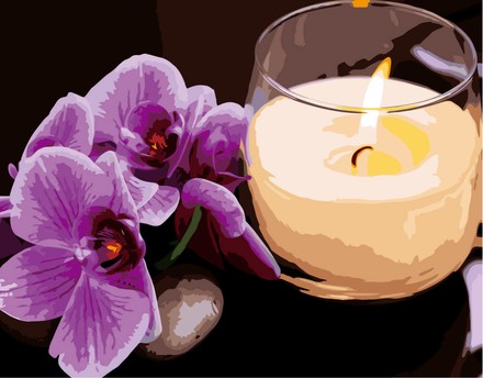 Картина для рисования по номерам Стратег Орхидея со свечой 40х50см (VA-2666)