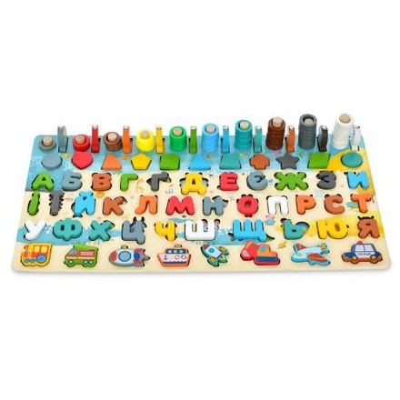 Дерев'яна іграшка Limo Toy Розвиваючий центр з буквами і цифрами (MD1697)