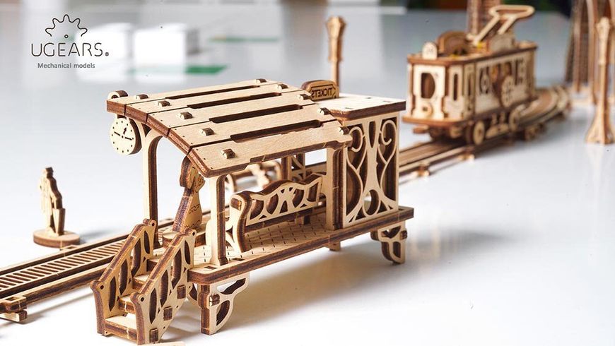 Механический 3D пазл UGEARS Механический город "Трамвайная линия" (70028)