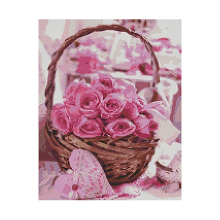 Картина за номерами з алмазною мозаїкою Стратег Кошик з рожевими трояндами 50х40см (FA40799)