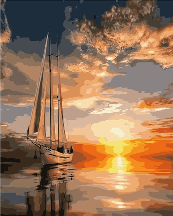 Картина для малювання за номерами Стратег Яхта на заході сонця 50х40см (VA-1189)
