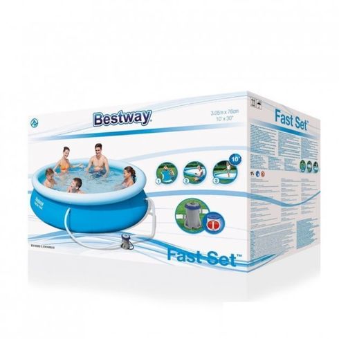 Бассейн надувной наливной Bestway Fast Set с фильтрационным насосом 305x76см (57270)