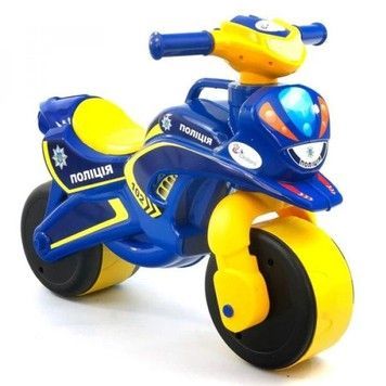Толокар-мотоцикл DOLONI TOYS музичний Поліція синьо-жовтий (0139/64)