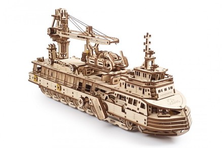 Механічний 3D пазл UGEARS Науково-дослідницьке судно (70135)