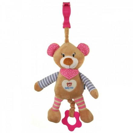 Іграшка підвіска Baby Mix Ведмедик музична рожева (16393/32135)