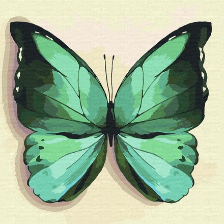 Картина-раскраска Идейка по номерам Зеленая бабочка 25х25 (KHO4208)