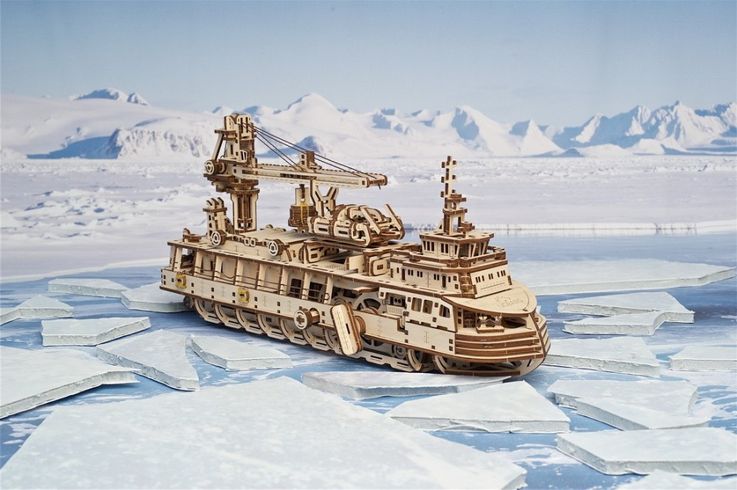 Механический 3D пазл UGEARS Научно-исследовательское судно (70135)
