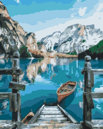 Картина для малювання за номерами Brushme Човен біля озера Браєс 40х50см (BS29450)