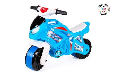 Мотоцикл-толокар ТехноК музыкальный голубой полиция (TH5781)