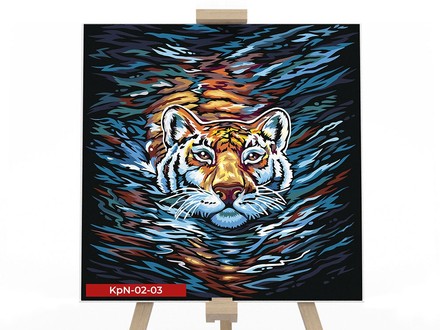 Картина для малювання за номерами Danko Toys Тигр у воді 40х40см (KpNe-02-03)