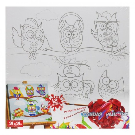 Картина розпис на полотні Danko Toys Сови на дереві 31х31см (PX-07-05)