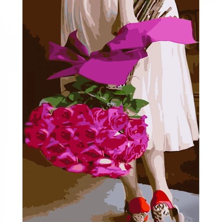 Картина-розмальовка за номерами Strateg Букет рожевих троянд 40x50 (GS1060)