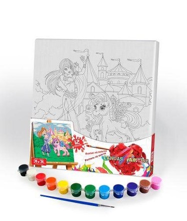 Картина розпис на полотні Danko Toys Замок, Поні і Принцесса 31х31см (PX-05-01)