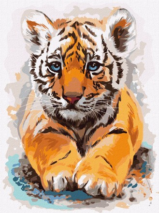 Картина раскраска Идейка по номерам Маленький тигренок 30х40 (KHO4287)