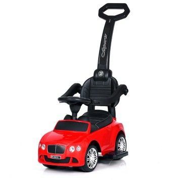Каталка-толокар 2 в 1 Bentley с родительской ручкой музыкальная красная (M 3901L-3)
